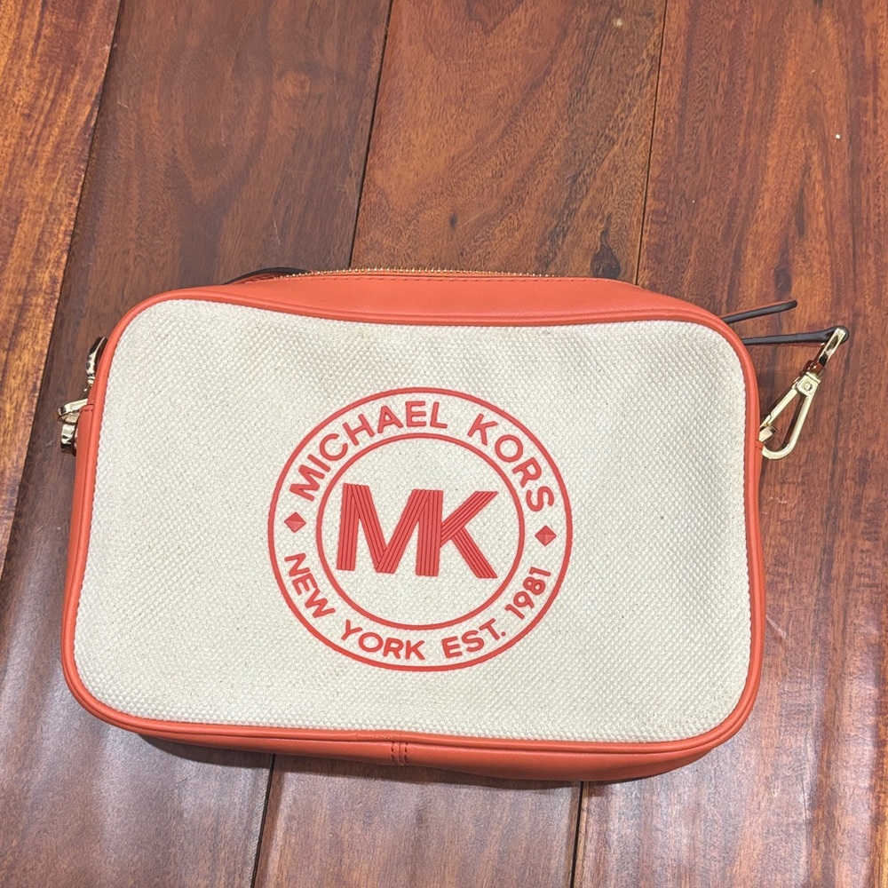 Michael Kors Orange and Cream Crossbody Bag